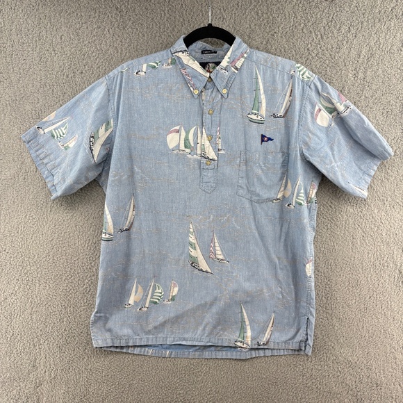 Reyn Spooner Vintage Sailboat Print Button-Up Shirt Men’s M Classic Fit Nautical - Picture 3 of 15